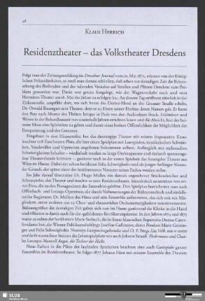 Residenztheater - das Volkstheater Dresdens