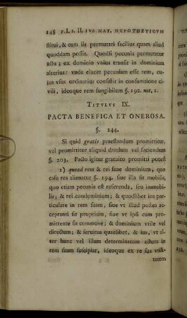 Titulus IX. Pacta Benefica et Onerosa.