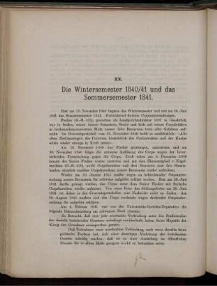 XX. Die Wintersemester 1840/41 und das Sommersemester 1841