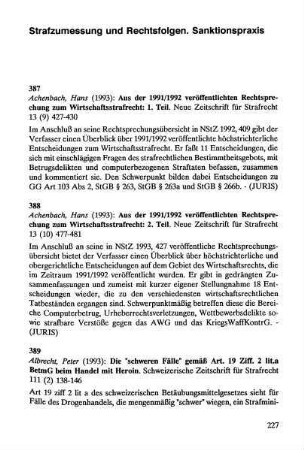 227-234, Strafzumessung und Rechtsfolgen. Sanktionspraxis