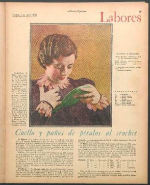 Labores : Cuello y puños de pétalos al crochet