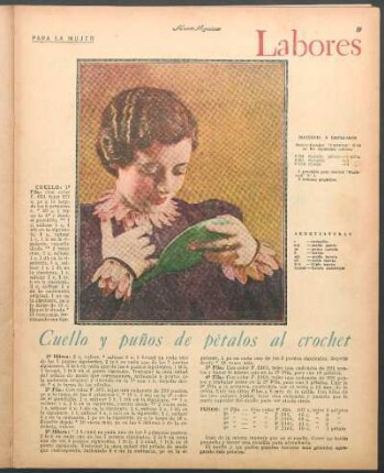 Labores : Cuello y puños de pétalos al crochet