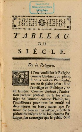 Tableau du siècle