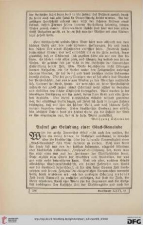 26: Aufruf zur Gründung einer Gluck-Gemeinde