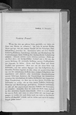 Hamburg, 12. November. Verehrter Freund!