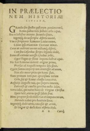 In Praelectionem Historiae Livianae.
