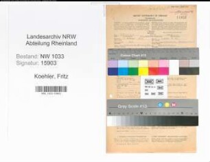 Entnazifizierung Fritz Koehler , geb. 02.02.1898 (Polizeibeamter)
