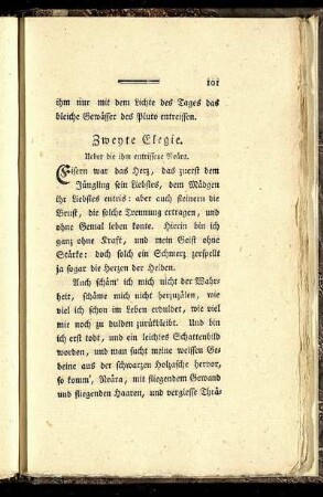 Zweyte Elegie. Ueber die ihm entrissene Neära.