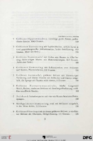 Juwelen-Auktion (Nr. 1-140)