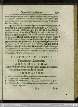 Responsio LXXXVII. Von Kirchen.Ordnungen