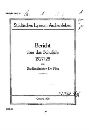 1927/28: Bericht ... - 1927/28