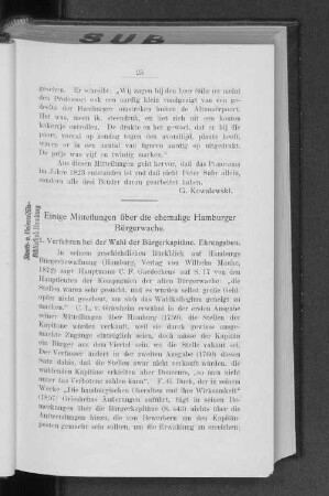 Einige Mitteilungen über die ehemalige Hamburger Bürgerwache.
