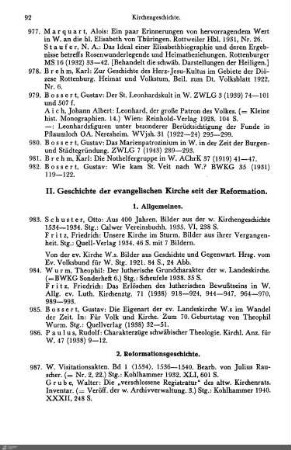 II. Geschichte der evangelischen Kirche seit der Reformation