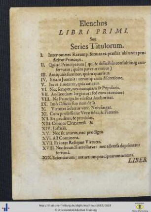 Elenchus Libri Primi.