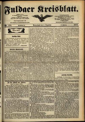 Erste Ausgabe vom Samstag, den 04. Dezember 1909.