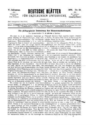 Die pädagogische Bedeutung der Sinnesempfindungen