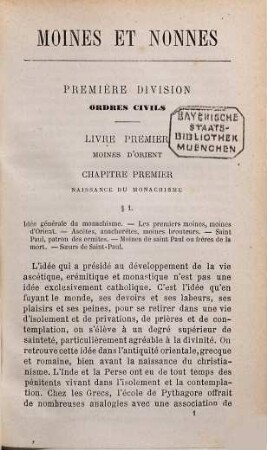 Moines et nonnes ou histoire constitution, règle, costume et statistique des ordres religieux, 1