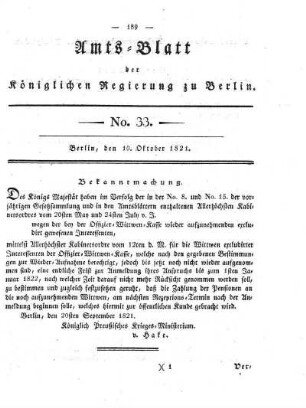 No 33, 10. Oktober 1821