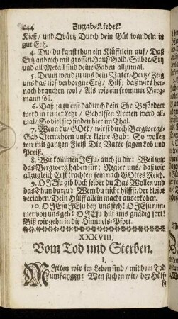 XXXVIII. Vom Tod und Sterben.