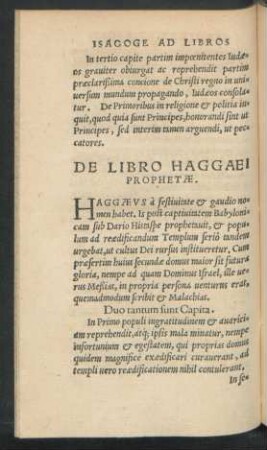 De Libro Haggaei Prophetae.
