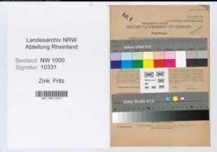 Entnazifizierung Fritz Zink, geb. 21.10.1904 (Zollsekretaer)