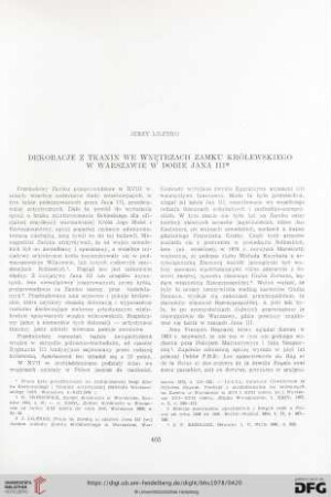 Dekoracje z tkanin we wnętrzach Zamku Królewskiego w Warszawie w dobie Jana III
