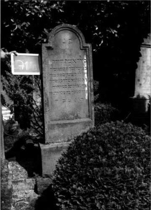 Grabstein 71 (Index: 100109955) Material: Sandstein Zustand: verwittert Maße HxBxT: 145x42x17 cm Beschreibung: Stele, getreppter Sockel, eingezogener Rundbogenabschluß, Schriftfeld eingetieft: Grabstein 71