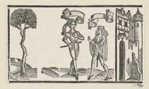 Clithipho und Syrus, erstmals erschienen in: "Terentius", Straßburg 1496, fol. LXXIX (verso)