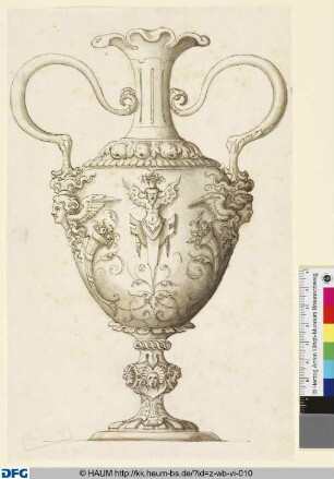 Doppelhenklige Vase mit Satyrherme, Sirenenköpfen und Satyrmasken