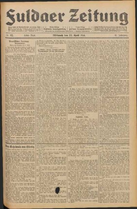 Ausgabe vom Mittwoch, den 22. April 1914.