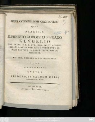 Observationes Ivris Controversi