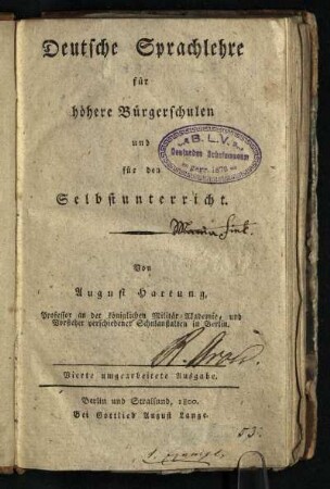 Deutsche Sprachlehre für höhere Bürgerschulen und für den Selbstunterricht