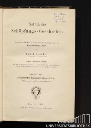 2: Allgemeine Stammes-Geschichte : Phylogenie und Anthropogenie
