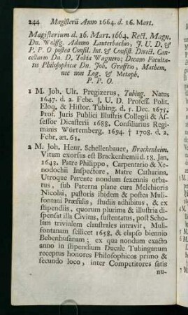 Magisterii Anno 1664 - 1667