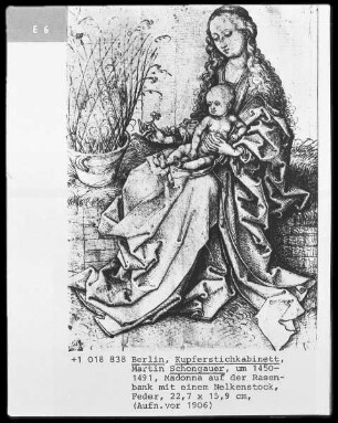 Madonna auf der Rasenbank mit einem Nelkenstock