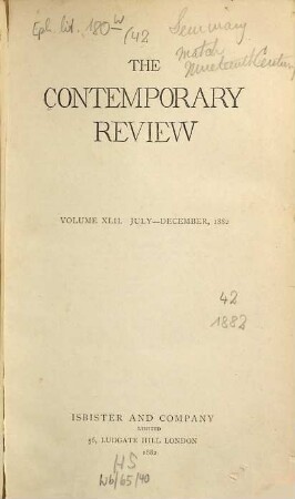 Contemporary review. 42. 1882