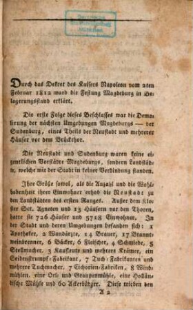 Magdeburg während der Blokade in den Jahren 1813 und 1814 : ein Beitrag zur Geschichte dieser denkwürdigen Zeit