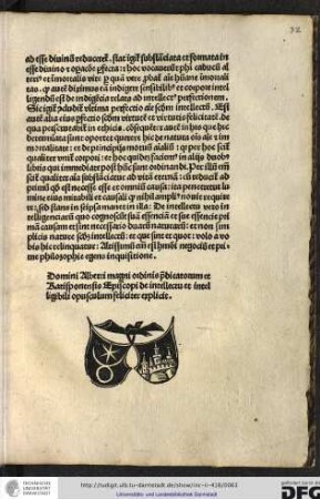 Domini Alberti Magni ordinis Predicatorum et Ratisponensis episcopi de intellectu et intelligibili opusculum feliciter explicit.