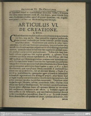 Articulus VI. De Creatione