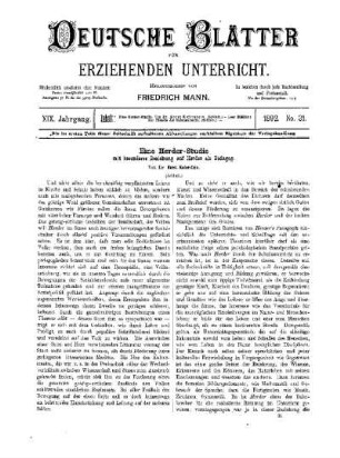 Eine Herder-Studie : mit besonderer Beziehung auf Herder als Pädagog ; (Schluss)