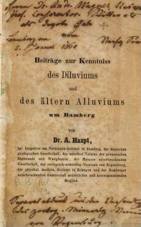 Beiträge zur Kenntniss des Diluviums und des ältern Alluviums um Bamberg