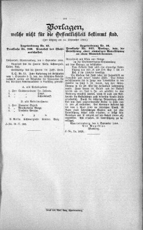 Vorlagen welche nicht für die Oeffentlichkeit bestimmt sind., 14. September 1898