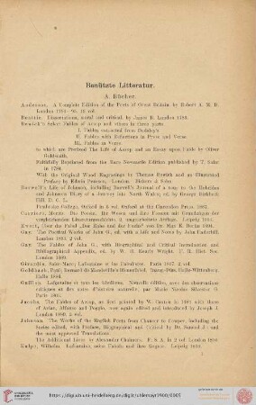 Benützte Litteratur