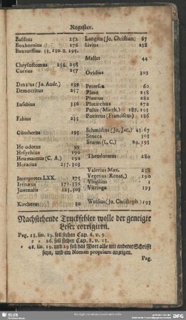 Nachstehende Truckfehler wolle der geneigte Leser corrigiren