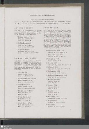 Künstler- und Werkverzeichnis