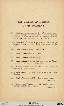 Tapisserie Anciennes Tapis D'orient (Nr. 133-147)