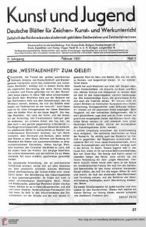 N.F. 11.1931: Dem "Westfalenheft" zum Geleit!