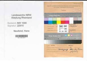 Entnazifizierung Hans Neufeind, geb. 31.01.1903 (Packer)