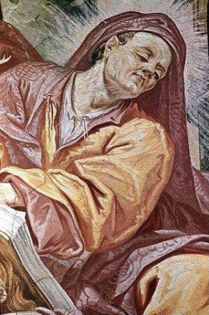 Die Evangelisten Markus und Johannes und Engel mit Vorhangdraperie