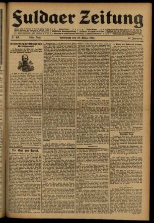 Erste Ausgabe vom Mittwoch, den 19. März 1913.